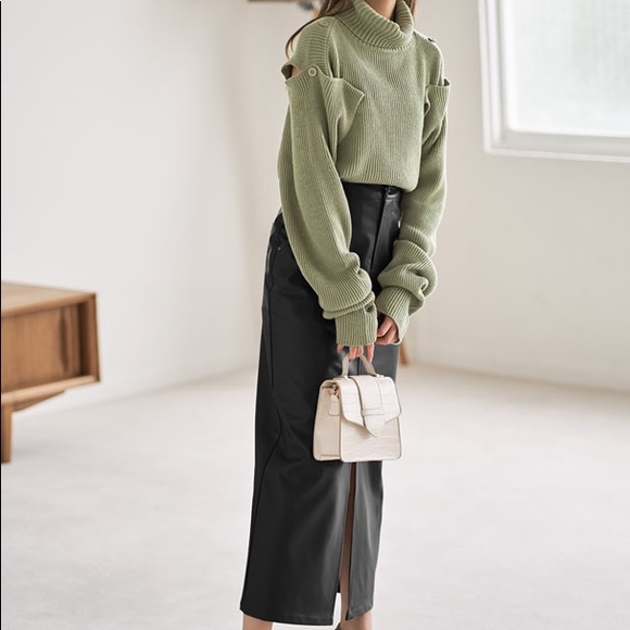 GRL Faux Leather Midi Pencil Skirt S - Picture 2 of 5